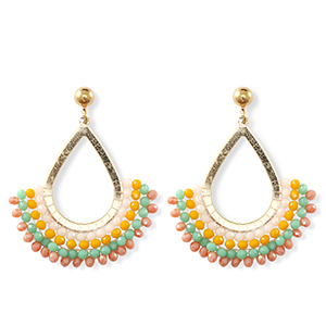 Top facet oorbellen druppel Gold-multicolour