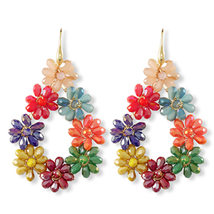 Top facet oorbellen druppel Gold-multicolour