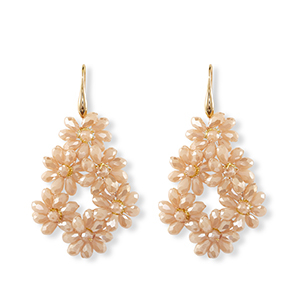 Top facet oorbellen druppel Gold-latte beige