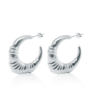 Roestvrij stalen (RVS) Stainless steel oorbellen / oorstekers creolen ovaal Zilver
