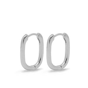 Onderdelen DQ metaal oorbellen creolen ovaal Zilver (nikkelvrij)