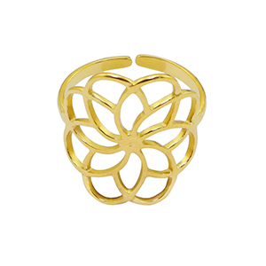 Roestvrij stalen (RVS) Stainless steel ringen bloem Goud