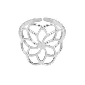 Roestvrij stalen (RVS) Stainless steel ringen bloem Zilver