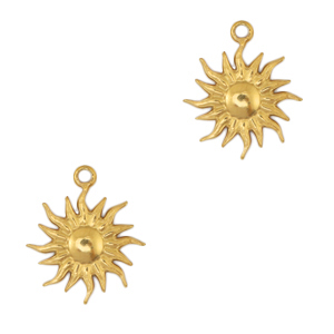 Roestvrij stalen (RVS) Stainless steel bedels zon Goud