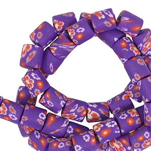 Polymeer kralen 6mm flower Purple-multicolour