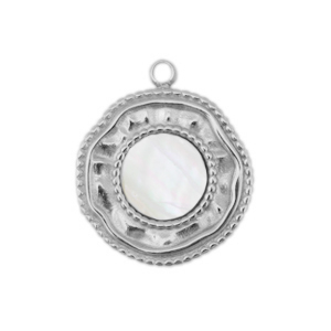 Roestvrij stalen (RVS) Stainless steel bedels schelp irregular Silver-white (natuurlijke kleur)