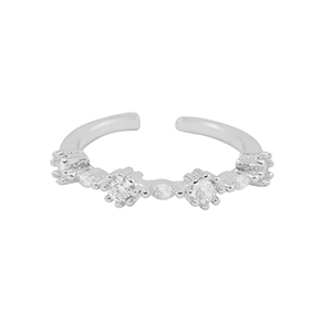 Brass TQ metaal ring zirkonia Silver-crystal