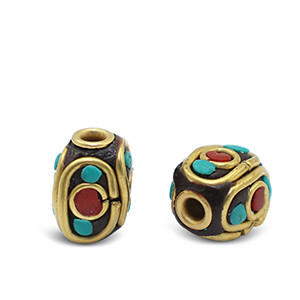 Bohemian kralen Turquoise-red antique gold