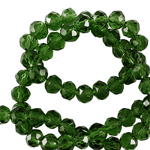 Top Facet kralen 6x4mm disc Dark emerald green
