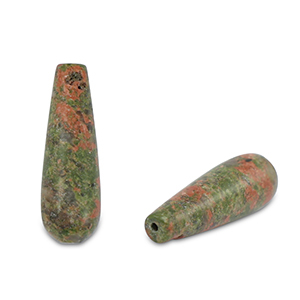 Natuursteen kralen unakite druppel Pink-green