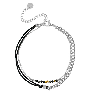 Roestvrij stalen (RVS) Stainless steel armbanden duo layer Silver-black