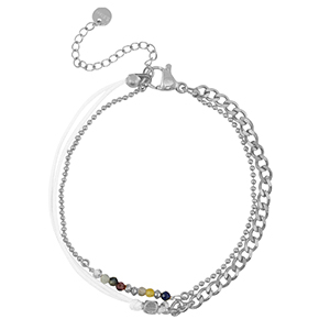 Roestvrij stalen (RVS) Stainless steel armbanden duo layer Silver-white