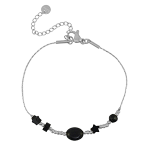 Roestvrij stalen (RVS) Stainless steel armbanden ster Silver-black
