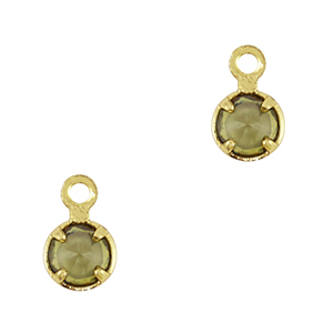 Hangers van Crystal Glass Olive green-gold