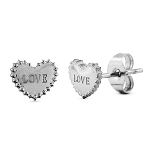 Roestvrij stalen (RVS) Stainless steel oorbellen / oorstekers hart Silver