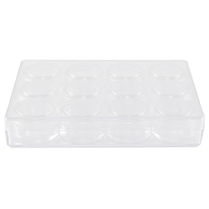 Sieraad display opbergbox met 12 ronde bakjes Transparant