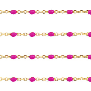 Roestvrij stalen (RVS) Stainless steel onderdelen jasseron 1mm Magenta pink-goud