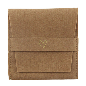 Sieraad zakje heart Sierra brown-gold