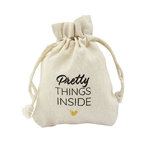 Sieraad zakje linnen "Pretty things inside" Off white