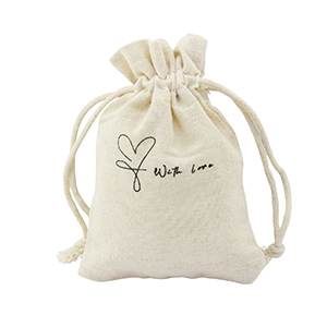 Sieraad zakje linnen "with love" Off white