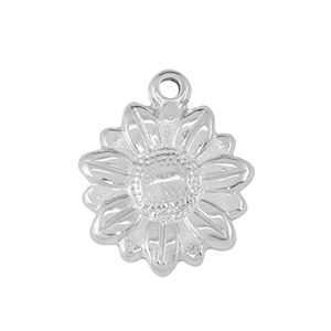 Roestvrij stalen (RVS) Stainless steel bedel zonnebloem Silver