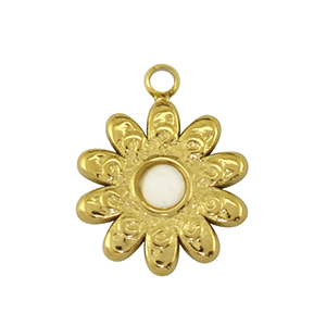 Roestvrij stalen (RVS) Stainless steel bedel bloem Gold / White