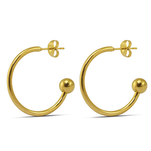 Roestvrij stalen (RVS) Stainless steel oorbellen 25mm Gold