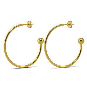 Roestvrij stalen (RVS) Stainless steel oorbellen 38mm Gold