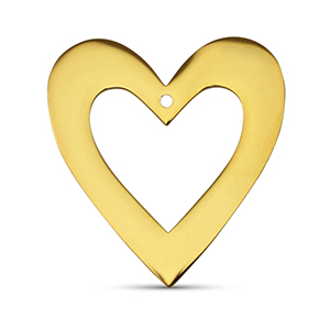Roestvrij stalen (RVS) Stainless steel bedels hart Gold