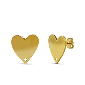Roestvrij stalen (RVS) Stainless steel oorbellen hart Gold