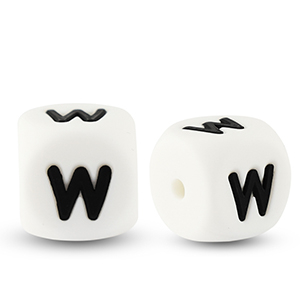 Letterkralen van siliconen  W White-black