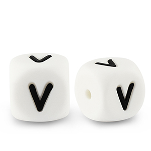 Letterkralen van siliconen  V White-black