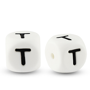 Letterkralen van siliconen  T White-black