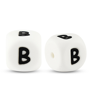 Letterkralen van siliconen  B White-black