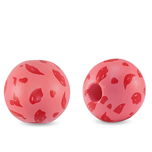 Houten kralen rond 16mm lip Magenta pink