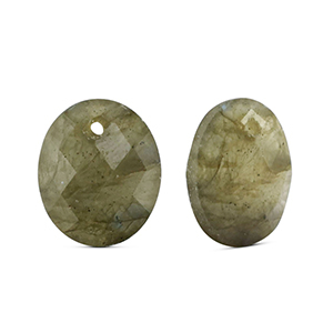 Natuursteen bedels glas ovaal Light gray