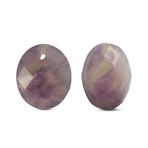 Natuursteen bedels amethist ovaal Purple-yellow
