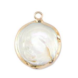 BQ Zoetwaterparels bedel rond Gold-Natural white