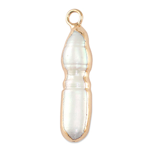 Zoetwaterparels bedel tooth Gold-Natural white