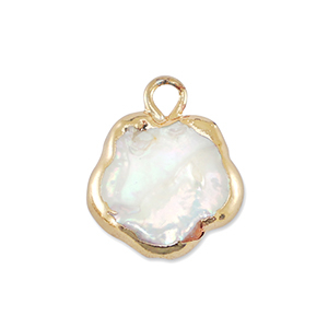 BQ Zoetwaterparels bedel bloem Gold-Natural white
