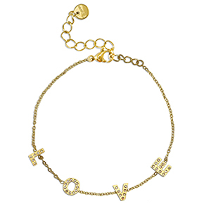 Roestvrij stalen (RVS) Stainless steel armbanden ''LOVE'' Gold