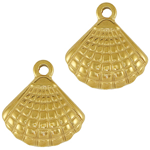 Roestvrij stalen (RVS) Stainless steel bedel schelp Gold