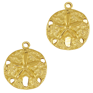 Roestvrij stalen (RVS) Stainless steel bedel rond zeester Gold