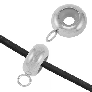 Roestvrij stalen (RVS) Stainless steel onderdelen smart bead stopper met oogje Silver