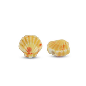 Kralen keramiek schelp Orange-red