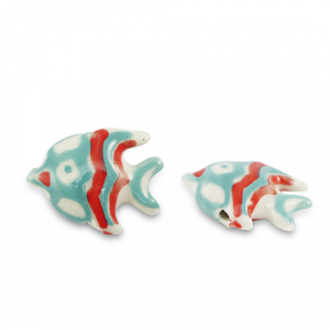 Keramiek kralen vis Turquoise-red