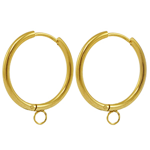 Roestvrij stalen (RVS) Stainless steel oorbellen creolen 22mm Gold