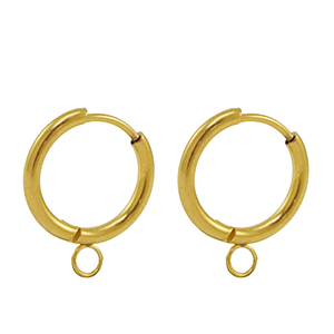 Roestvrij stalen (RVS) Stainless steel oorbellen creolen 16mm Gold