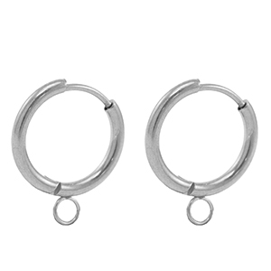 Roestvrij stalen (RVS) Stainless steel oorbellen creolen 17mm Silver