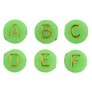 Letterkralen van acryl mix Neon green-gold